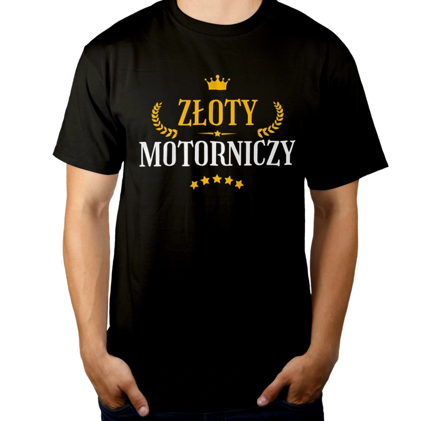 Złoty motorniczy - Męska Koszulka Czarna