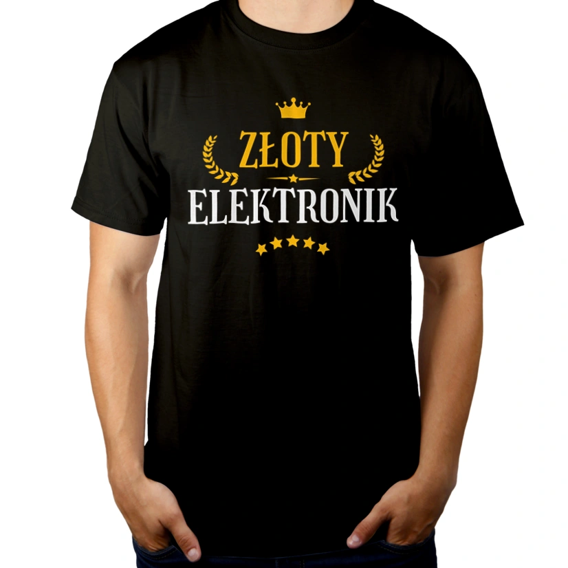 Złoty elektronik - Męska Koszulka Czarna