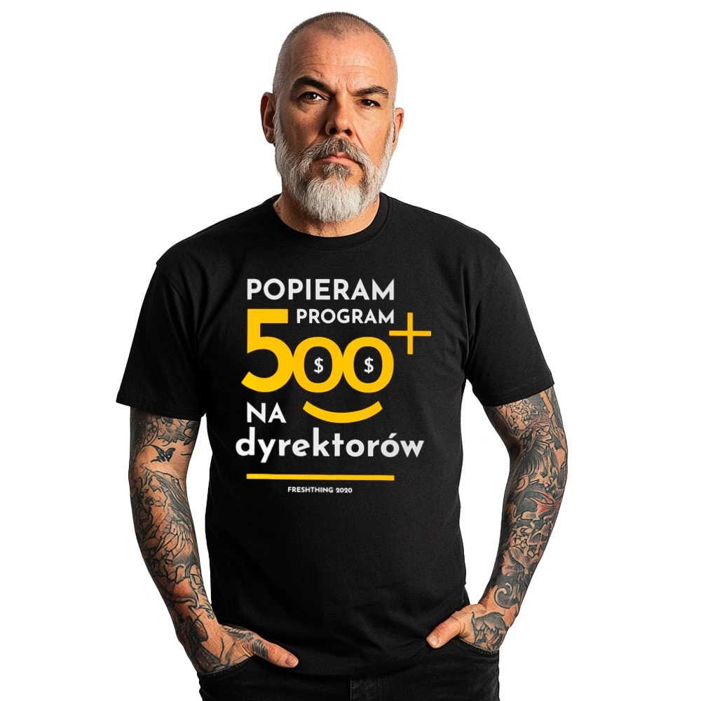 Program 500 Plus Na Dyrektorów - Męska Koszulka Czarna