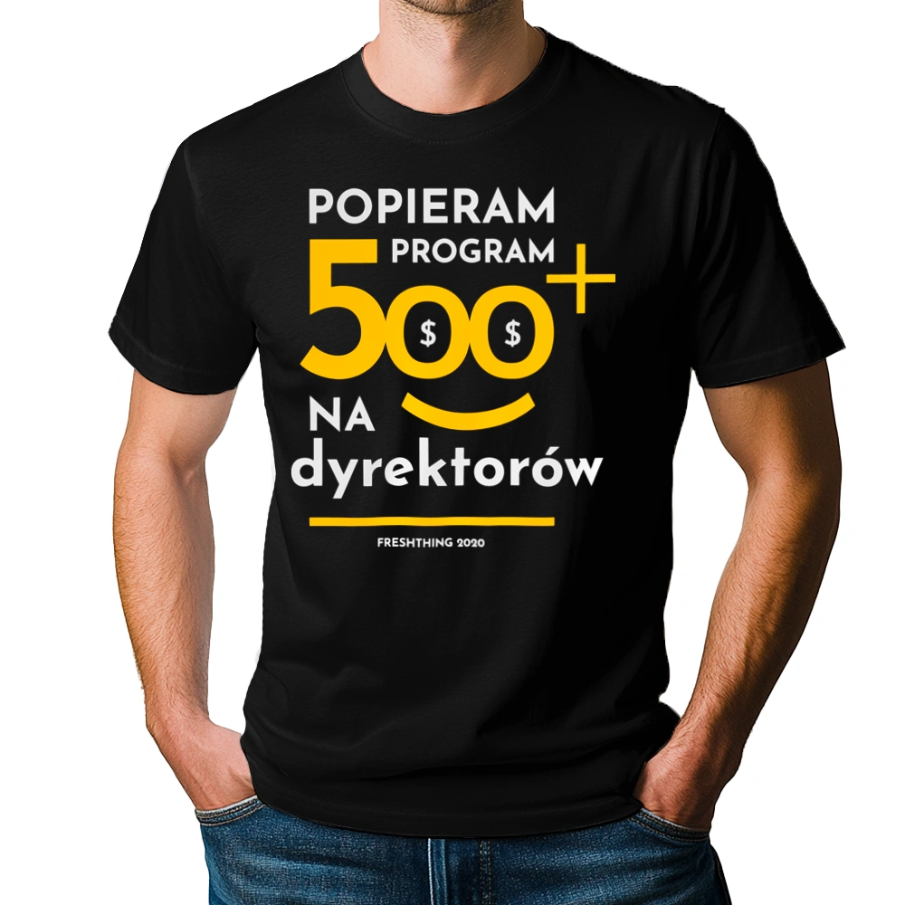 Program 500 Plus Na Dyrektorów - Męska Koszulka Czarna