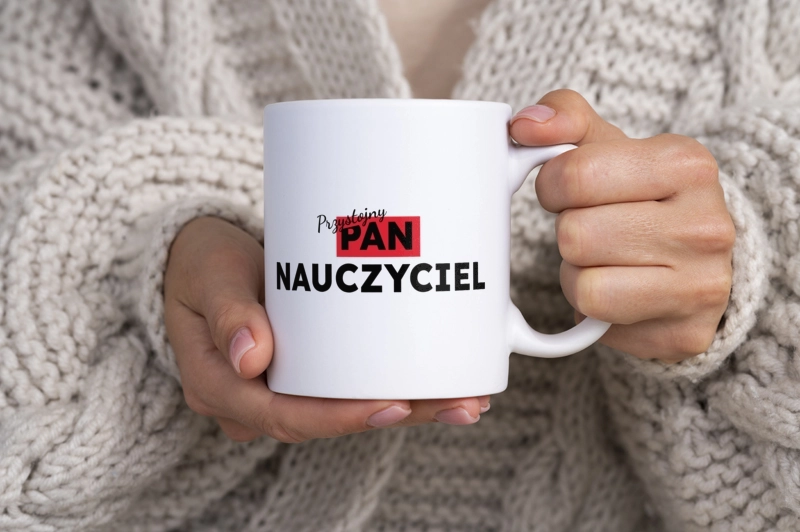 Przystojny Pan Nauczyciel - Kubek Biały