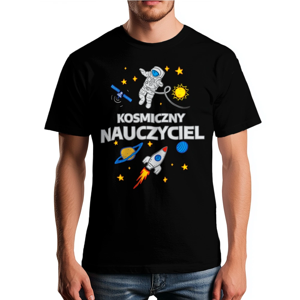 Kosmiczny Nauczyciel - Męska Koszulka Czarna