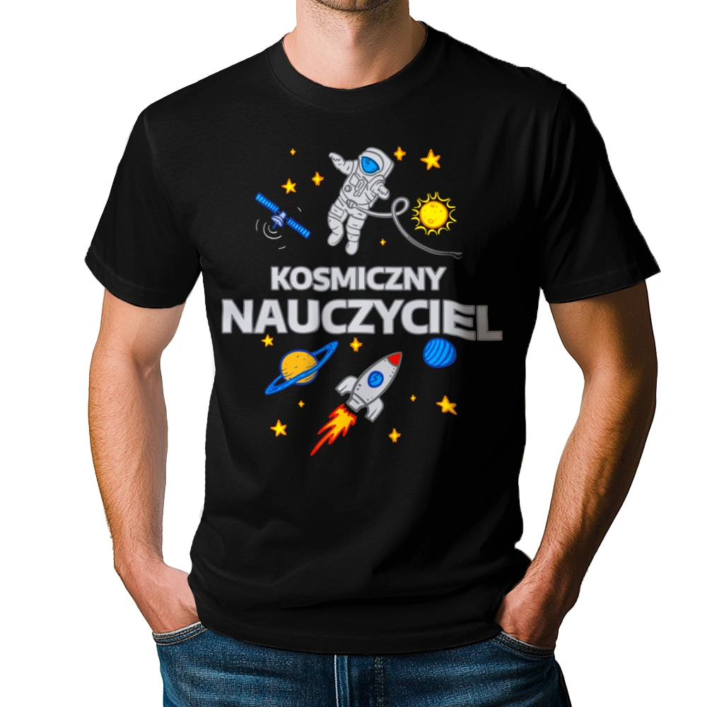 Kosmiczny Nauczyciel - Męska Koszulka Czarna