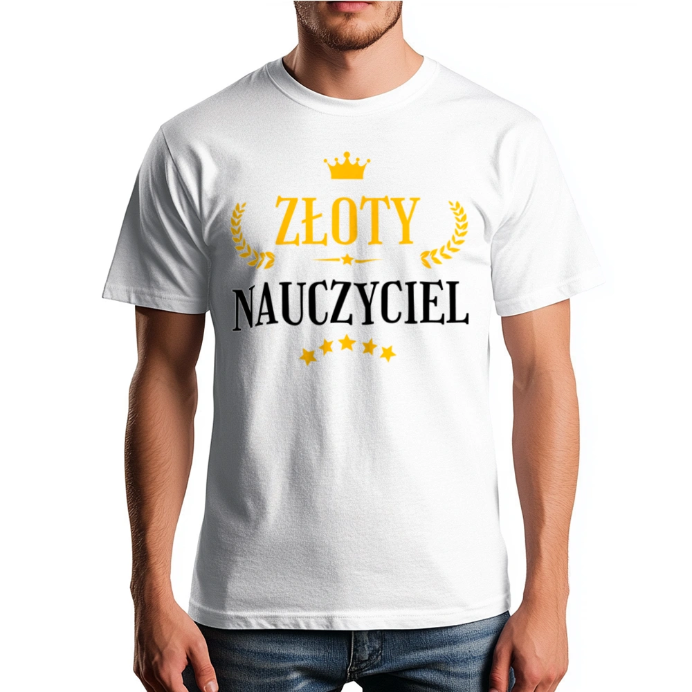 Złoty Nauczyciel - Męska Koszulka Biała