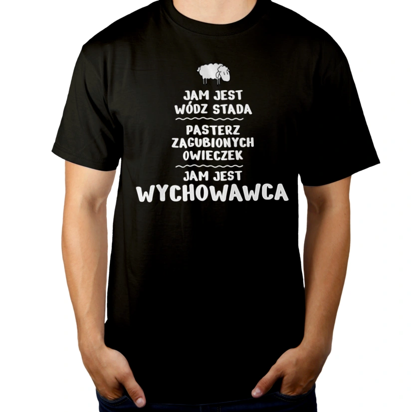 Jam Jest Wychowawca Wódz Stada - Męska Koszulka Czarna