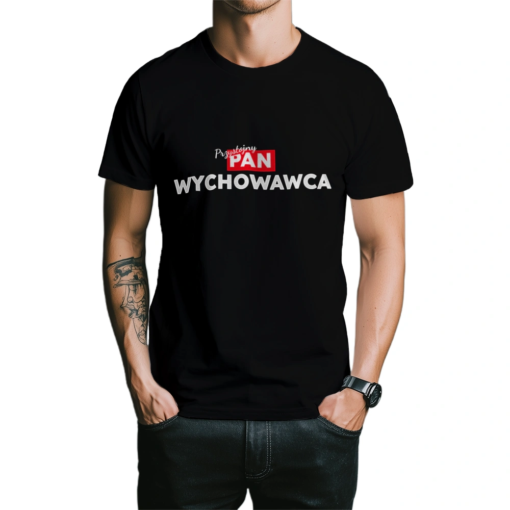 Przystojny Pan Wychowawca - Męska Koszulka Czarna