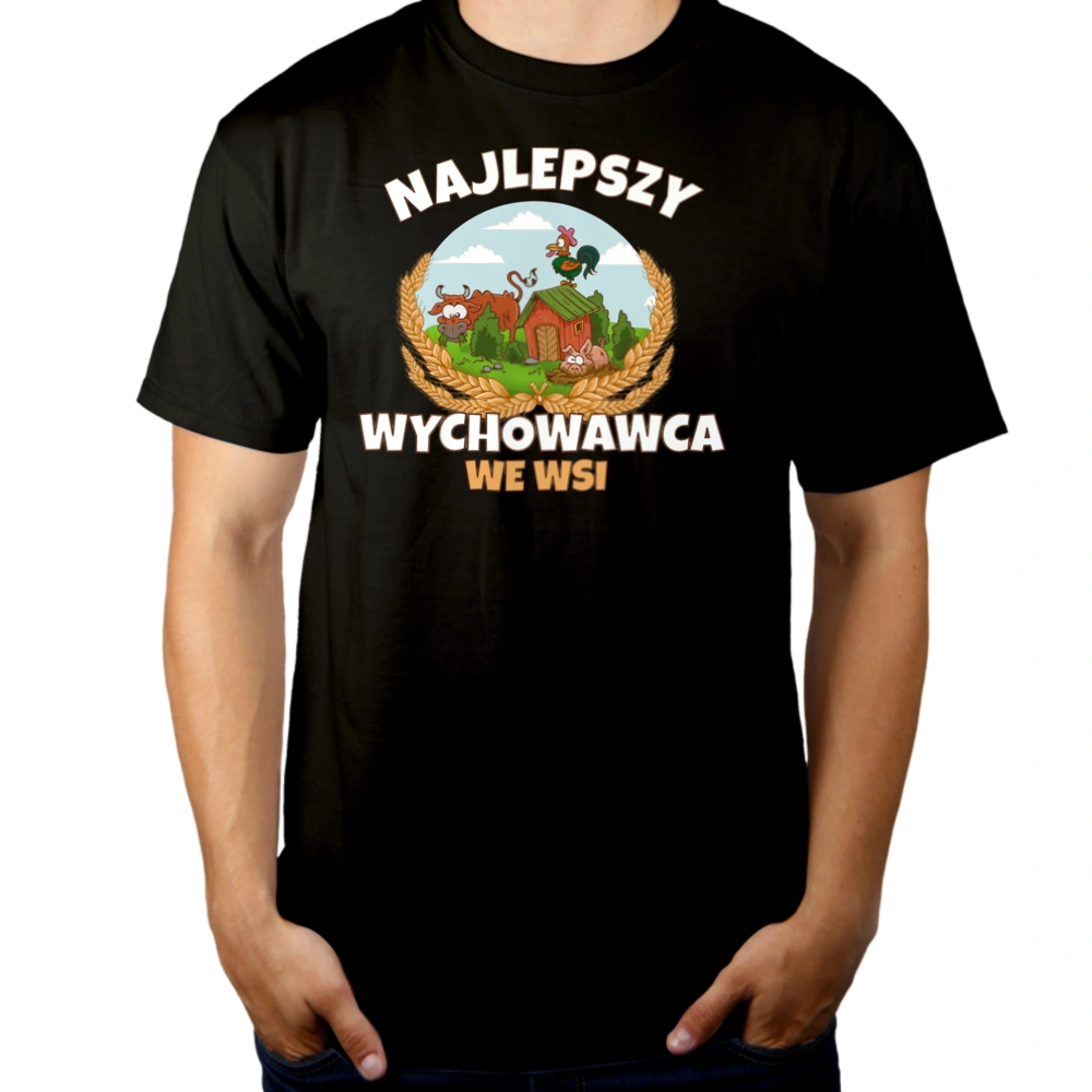 Najlepszy Wychowawca We Wsi - Męska Koszulka Czarna