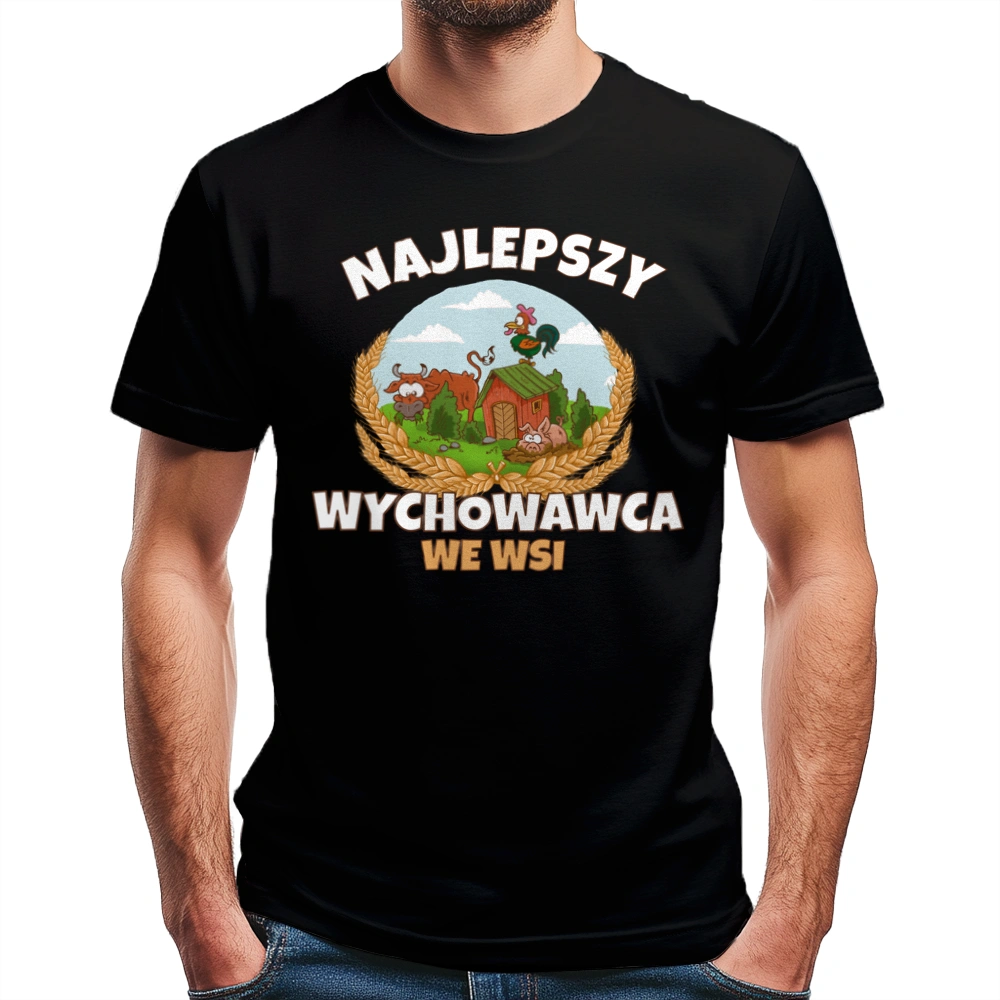 Najlepszy Wychowawca We Wsi - Męska Koszulka Czarna