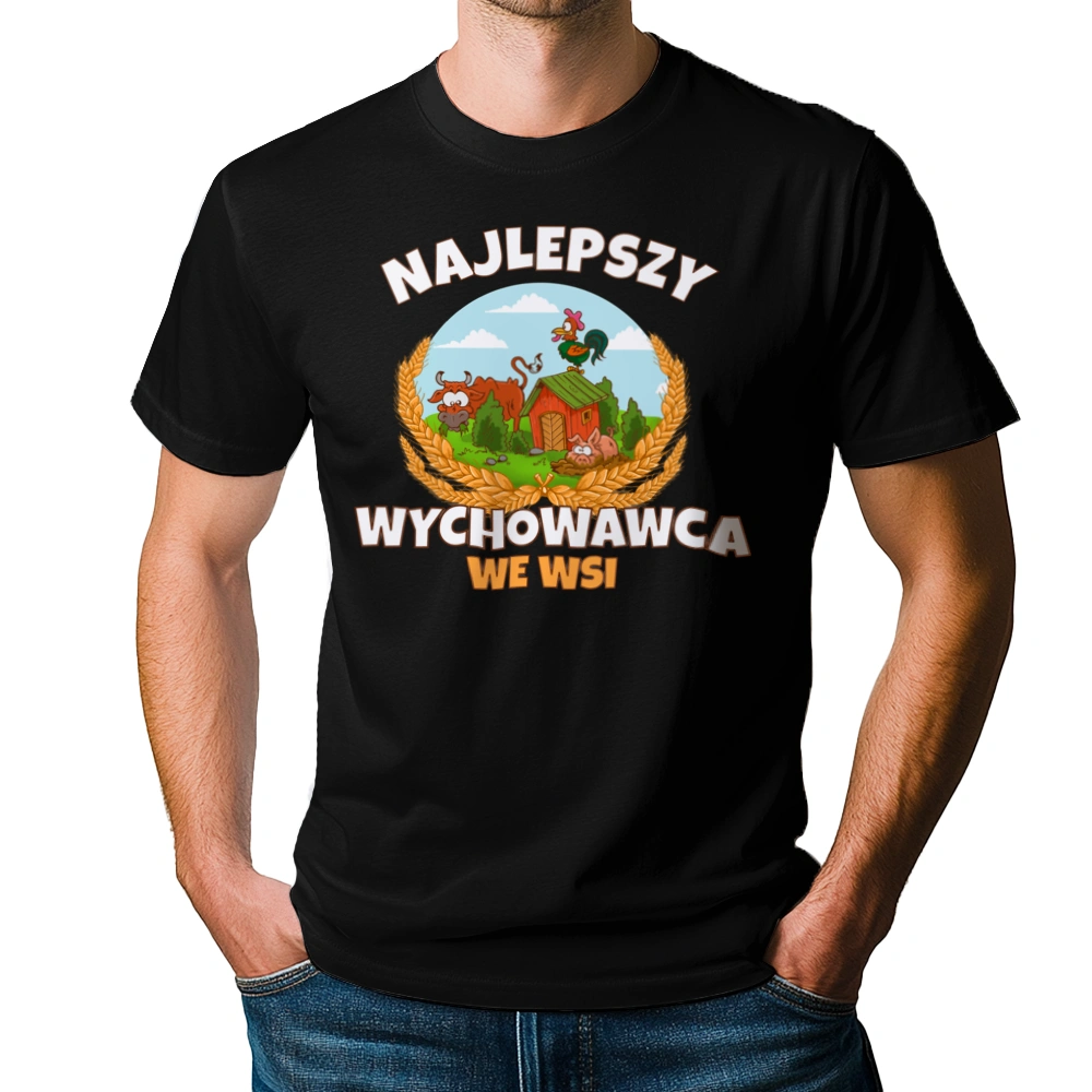 Najlepszy Wychowawca We Wsi - Męska Koszulka Czarna