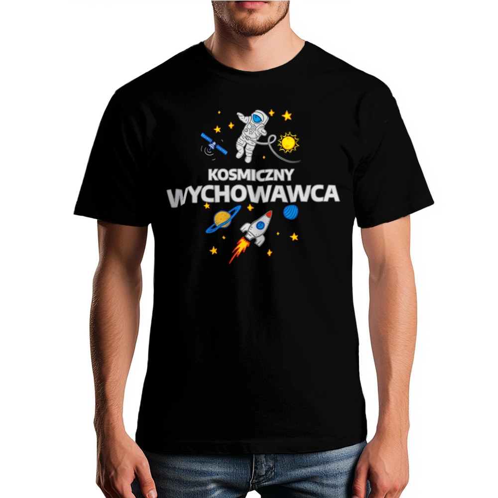 Kosmiczny Wychowawca - Męska Koszulka Czarna