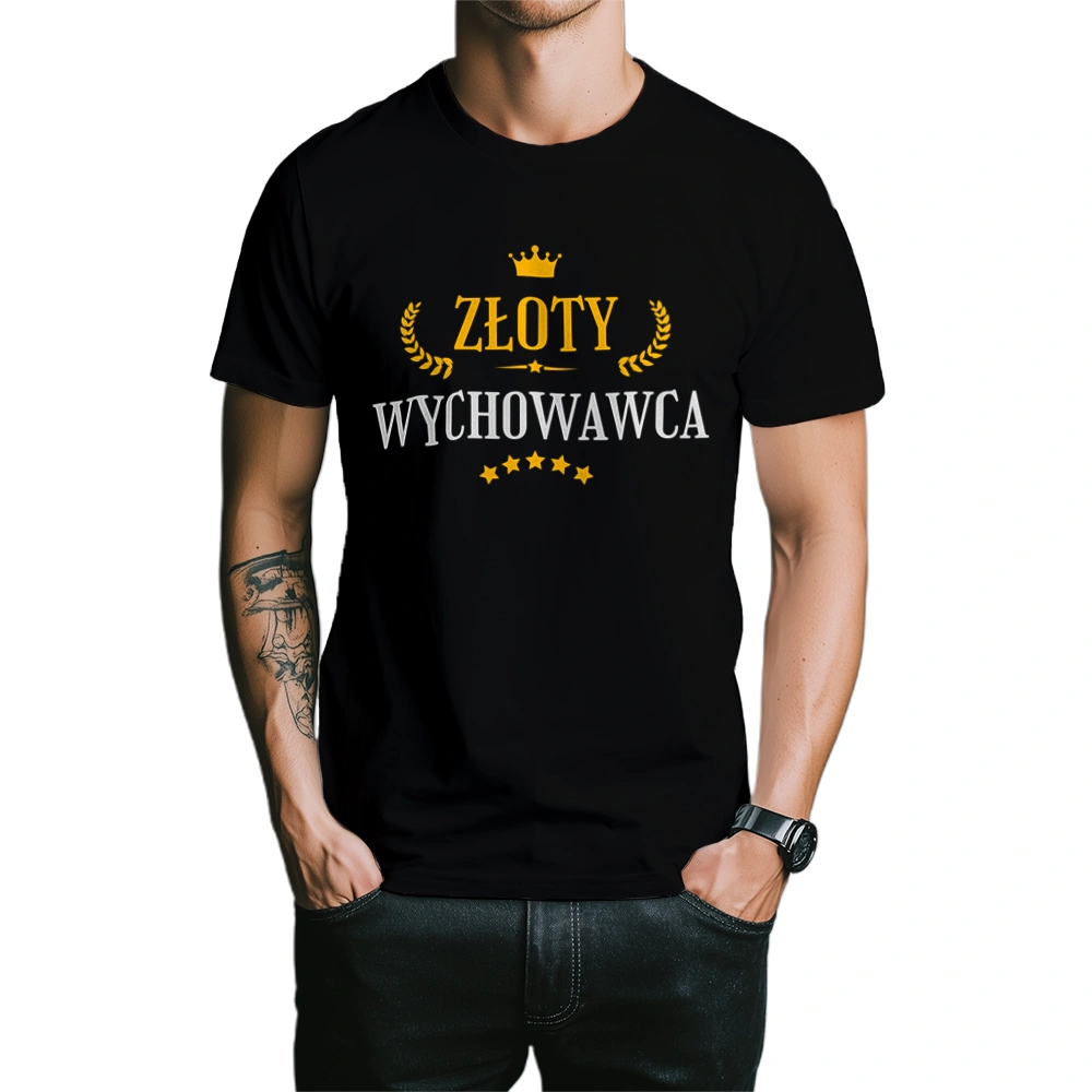 Złoty Wychowawca - Męska Koszulka Czarna