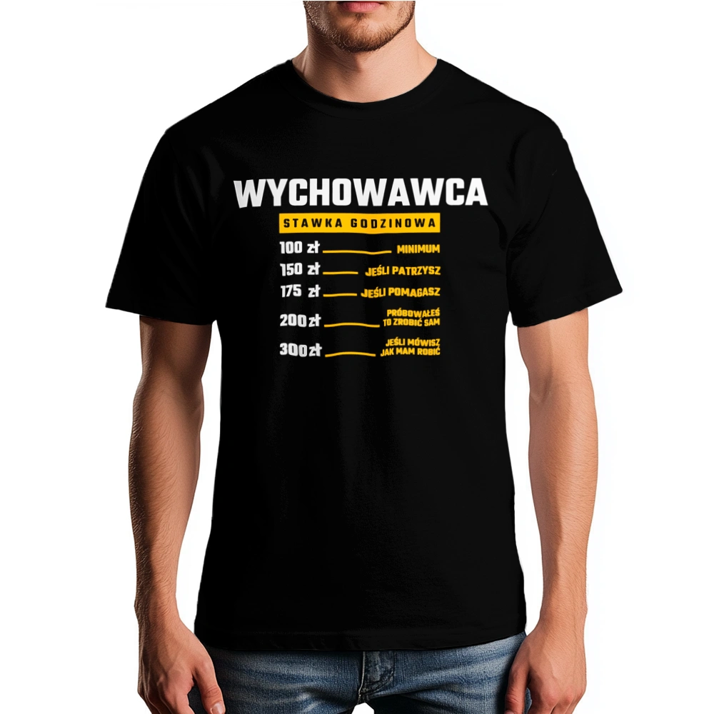 Stawka Godzinowa Wychowawca - Męska Koszulka Czarna