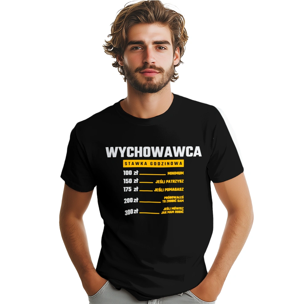 Stawka Godzinowa Wychowawca - Męska Koszulka Czarna