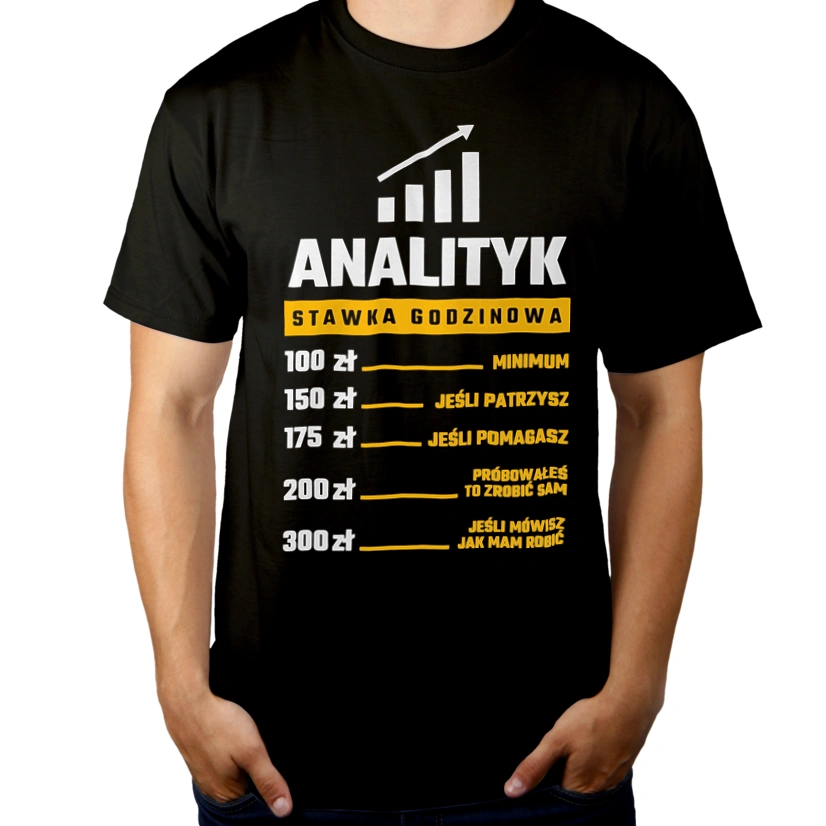 Stawka Godzinowa Analityk - Męska Koszulka Czarna