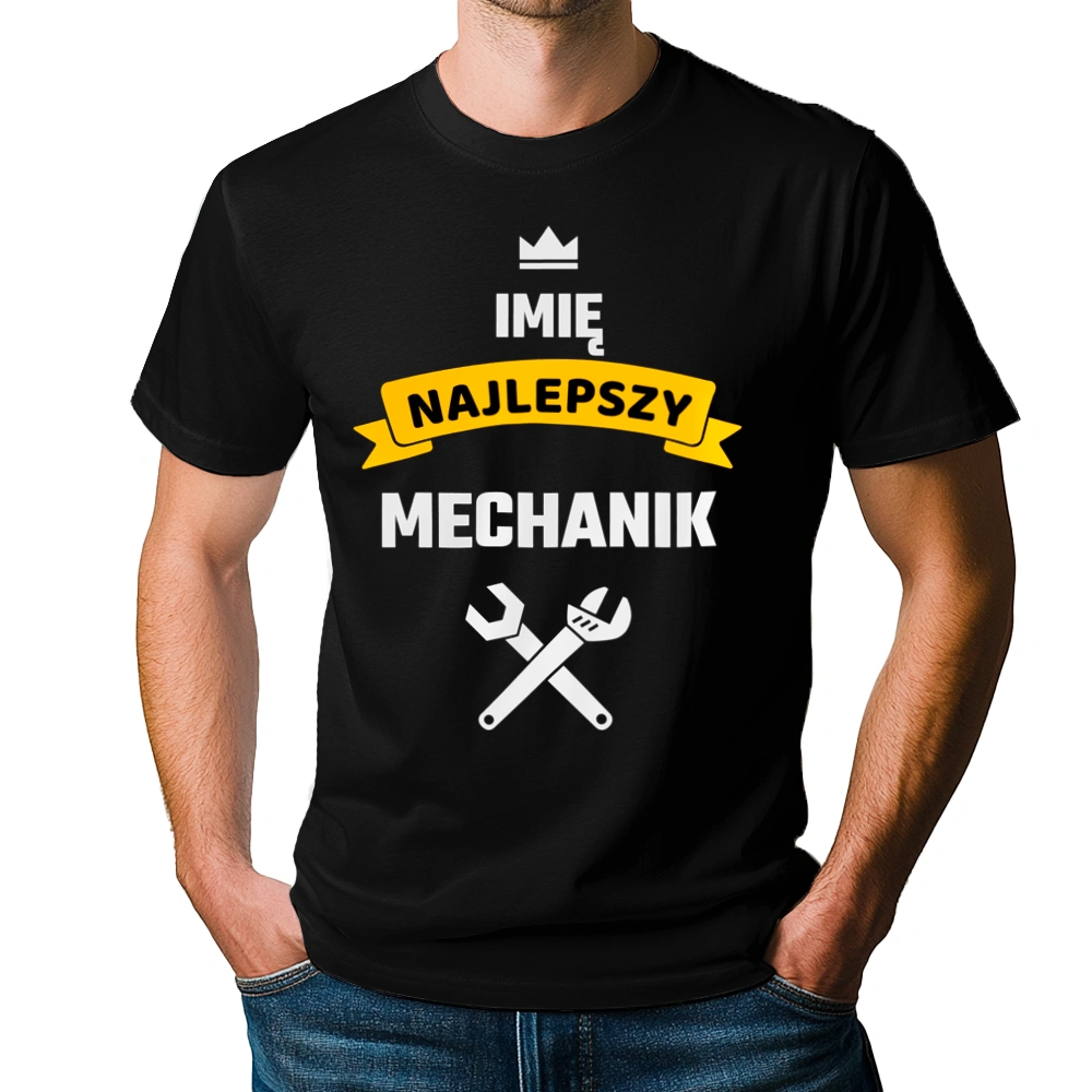 Najlepszy Mechanik - Twoje Imię - Męska Koszulka Czarna