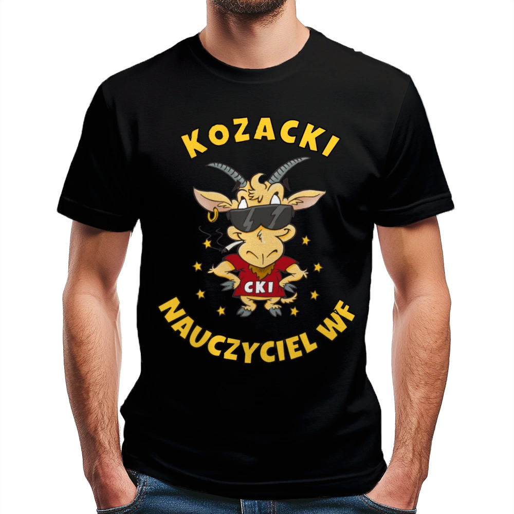 Kozacki Nauczyciel Wf - Męska Koszulka Czarna