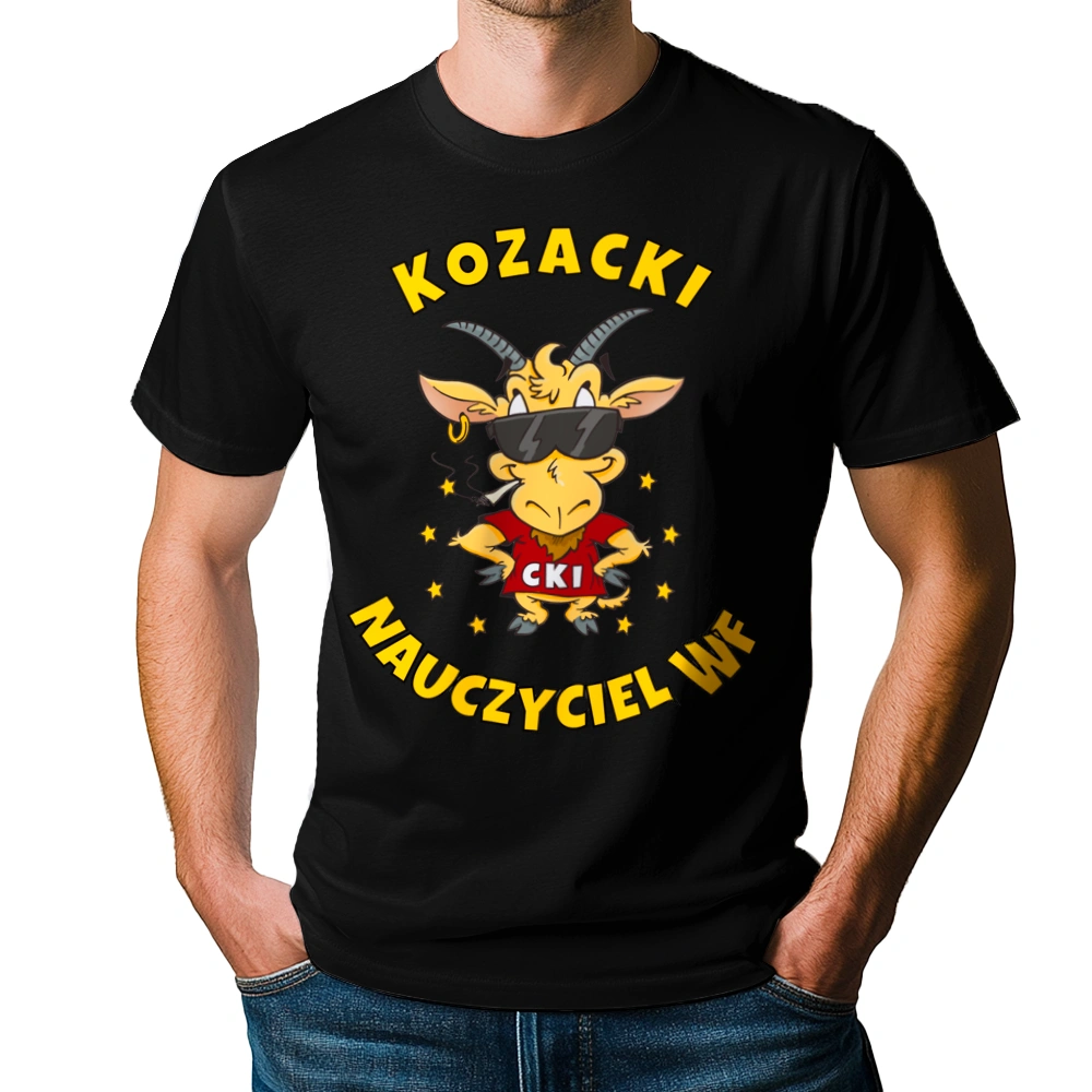 Kozacki Nauczyciel Wf - Męska Koszulka Czarna