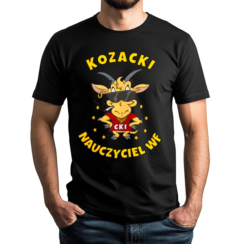 Kozacki Nauczyciel Wf - Męska Koszulka Czarna