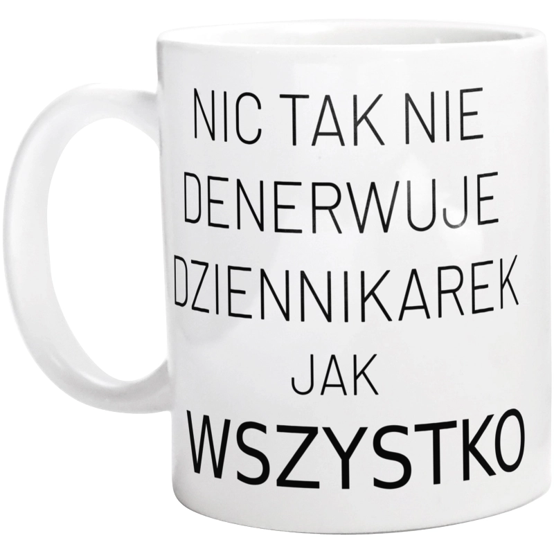 Nic Tak Nie Denerwuje Dziennikarek Jak Wszystko - Kubek Biały