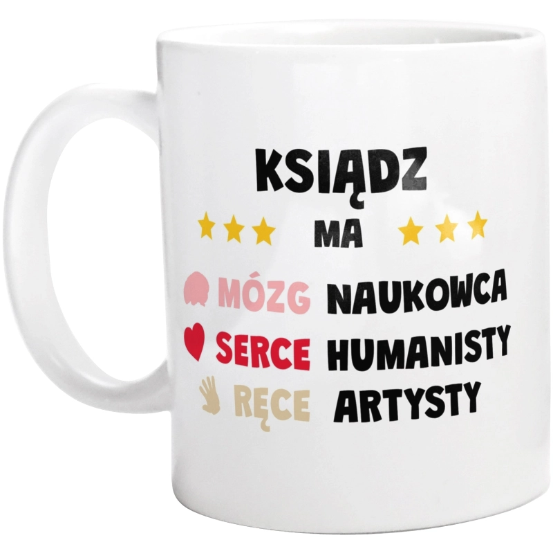 Mózg Serce Ręce Ksiądz - Kubek Biały