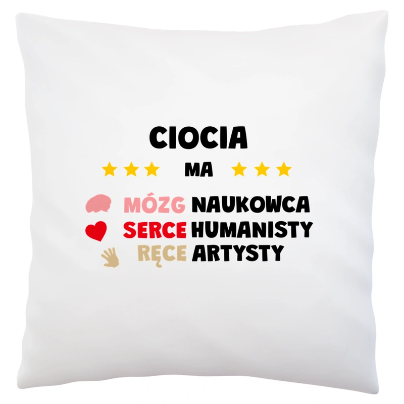 Mózg Serce Ręce Ciocia - Poduszka Biała