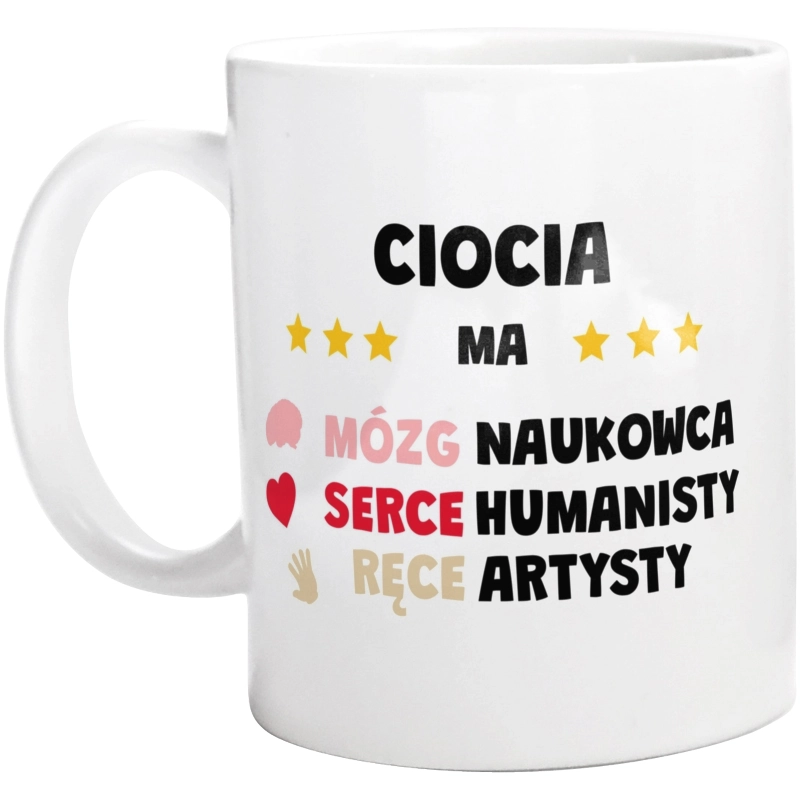 Mózg Serce Ręce Ciocia - Kubek Biały