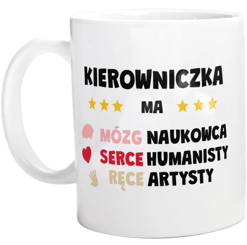 Mózg Serce Ręce Kierowniczka - Kubek Biały