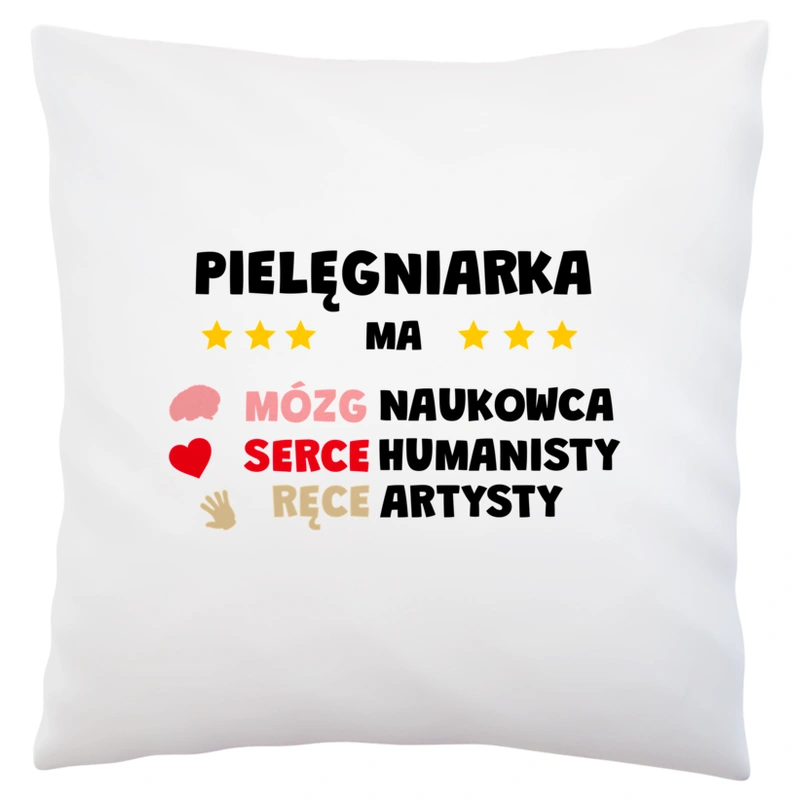 Mózg Serce Ręce Pielęgniarka - Poduszka Biała