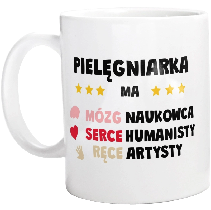 Mózg Serce Ręce Pielęgniarka - Kubek Biały