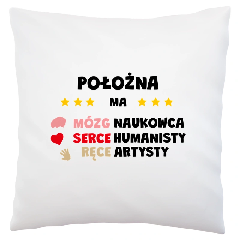 Mózg Serce Ręce Położna - Poduszka Biała