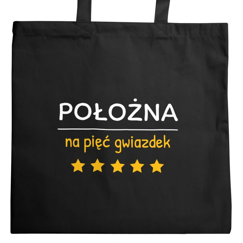 Położna Na 5 Gwiazdek - Torba Na Zakupy Czarna