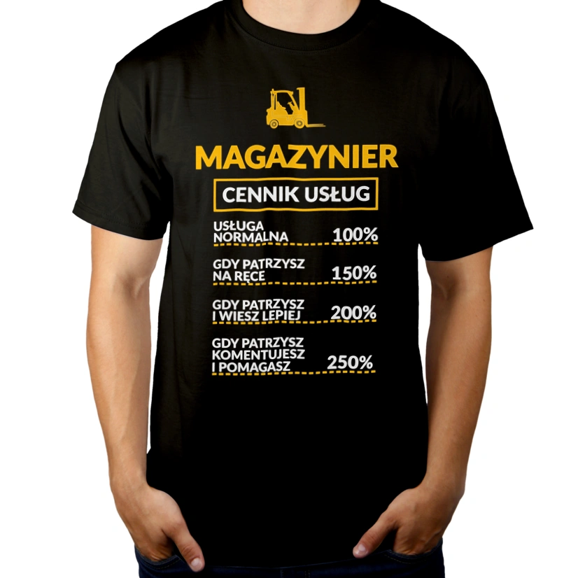 Magazynier - Cennik Usług - Męska Koszulka Czarna