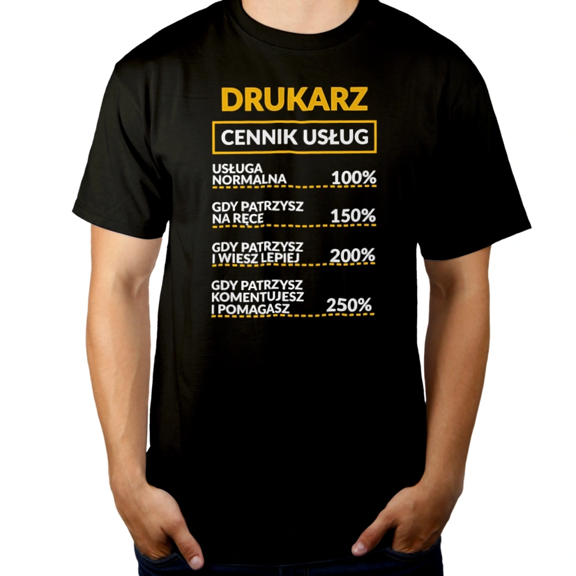 Drukarz - Cennik Usług - Męska Koszulka Czarna