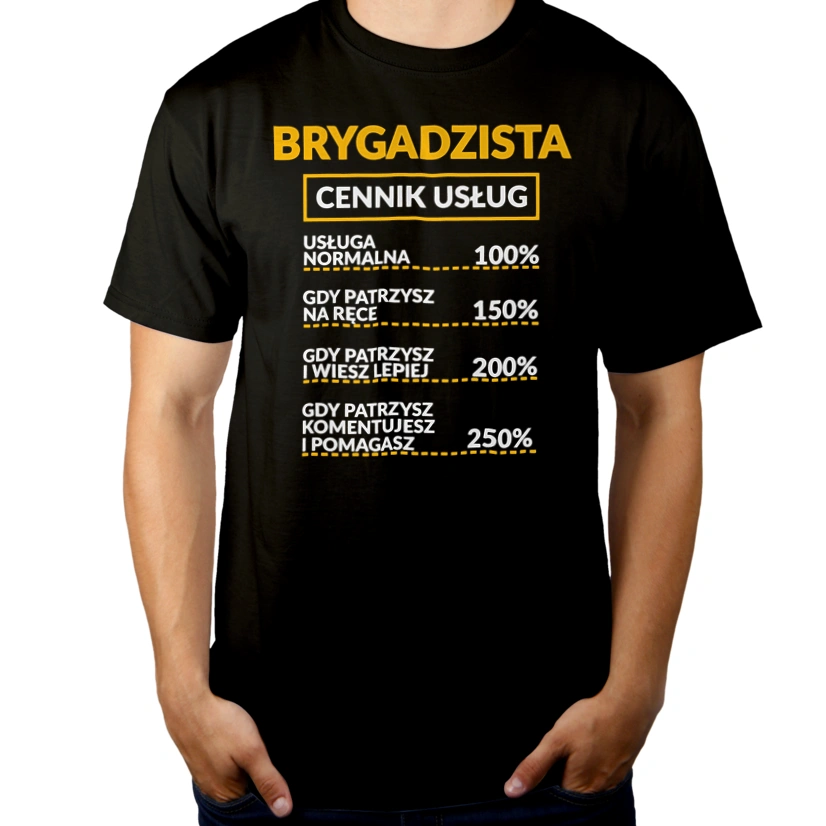 Brygadzista - Cennik Usług - Męska Koszulka Czarna