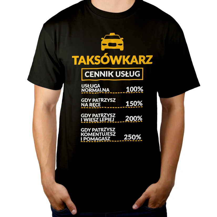 Taksówkarz - Cennik Usług - Męska Koszulka Czarna