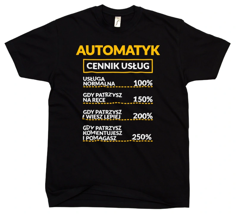 Automatyk - Cennik Usług - Męska Koszulka Czarna