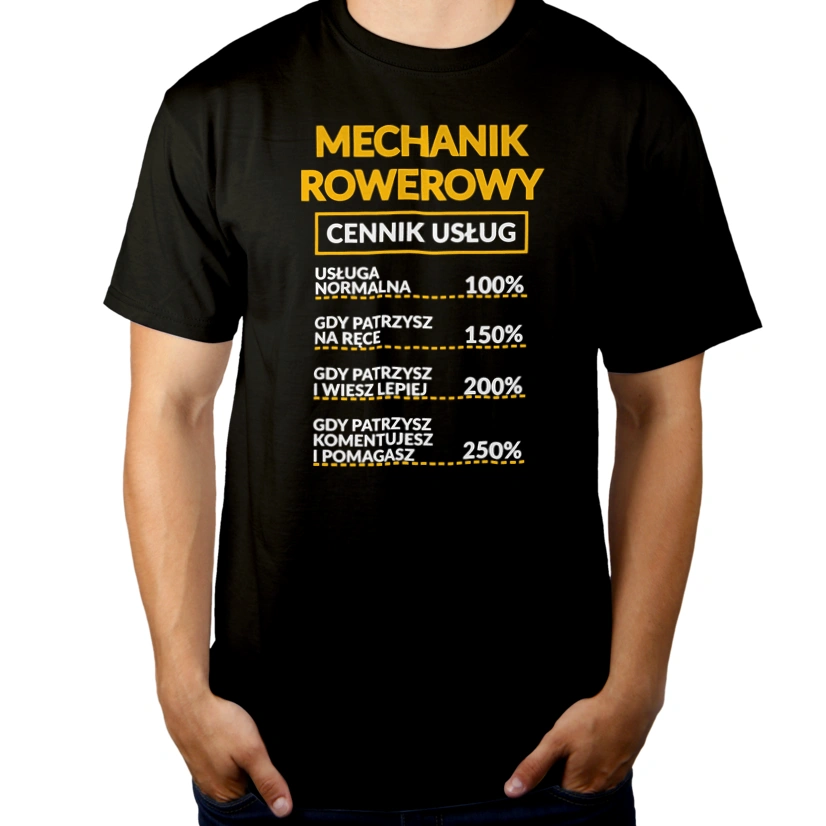 Mechanik Rowerowy - Cennik Usług - Męska Koszulka Czarna