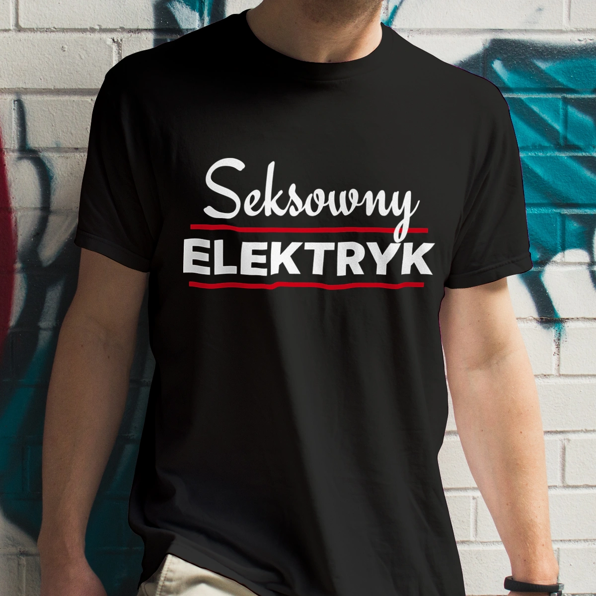 Seksowny Elektryk - Męska Koszulka Czarna