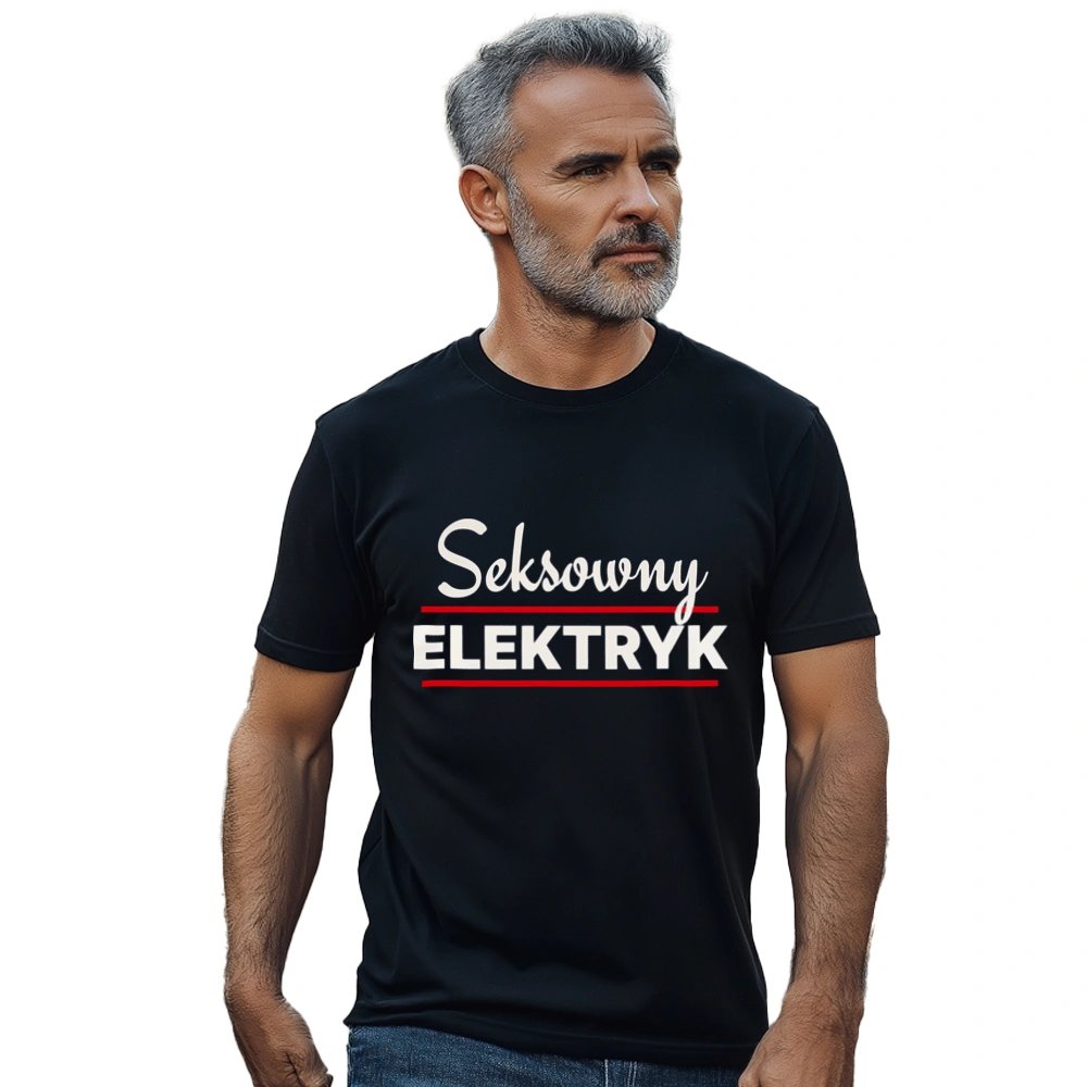 Seksowny Elektryk - Męska Koszulka Czarna