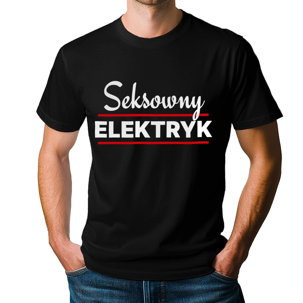 Seksowny Elektryk - Męska Koszulka Czarna