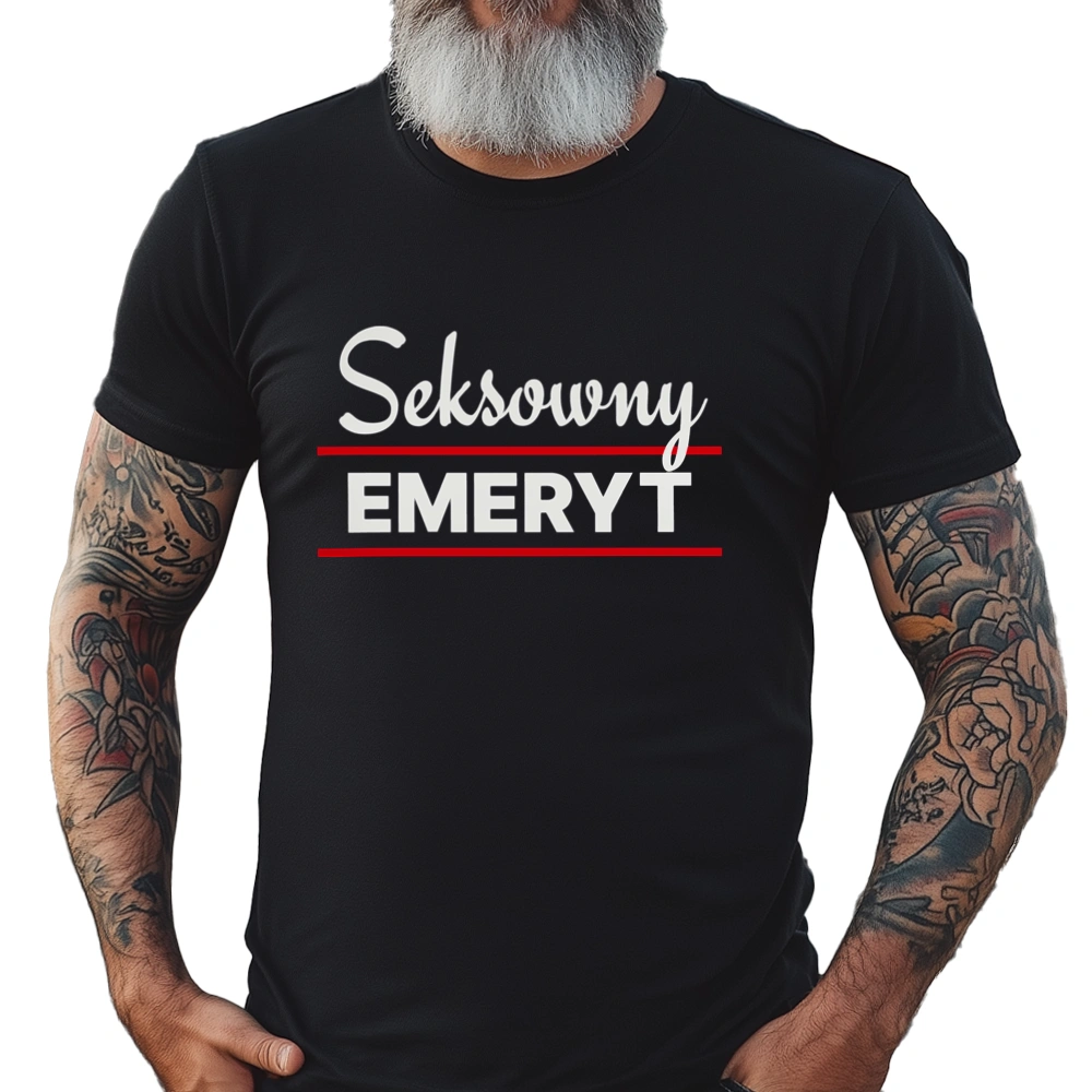 Seksowny Emeryt - Męska Koszulka Czarna