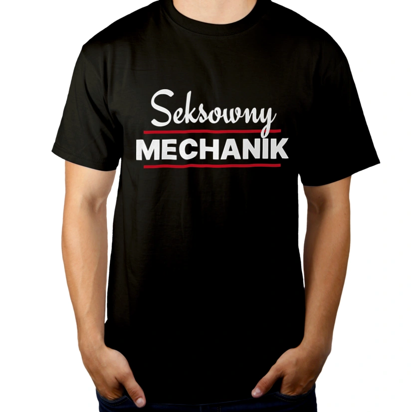 Seksowny Mechanik - Męska Koszulka Czarna