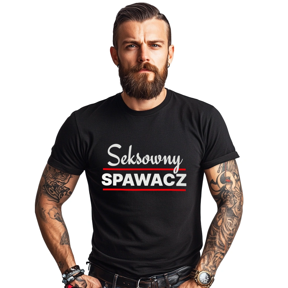 Seksowny Spawacz - Męska Koszulka Czarna