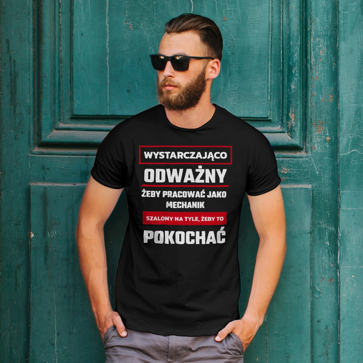 Odważny Szalony Mechanik - Męska Koszulka Czarna