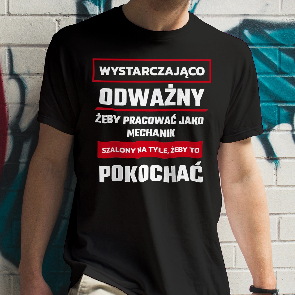 Odważny Szalony Mechanik - Męska Koszulka Czarna