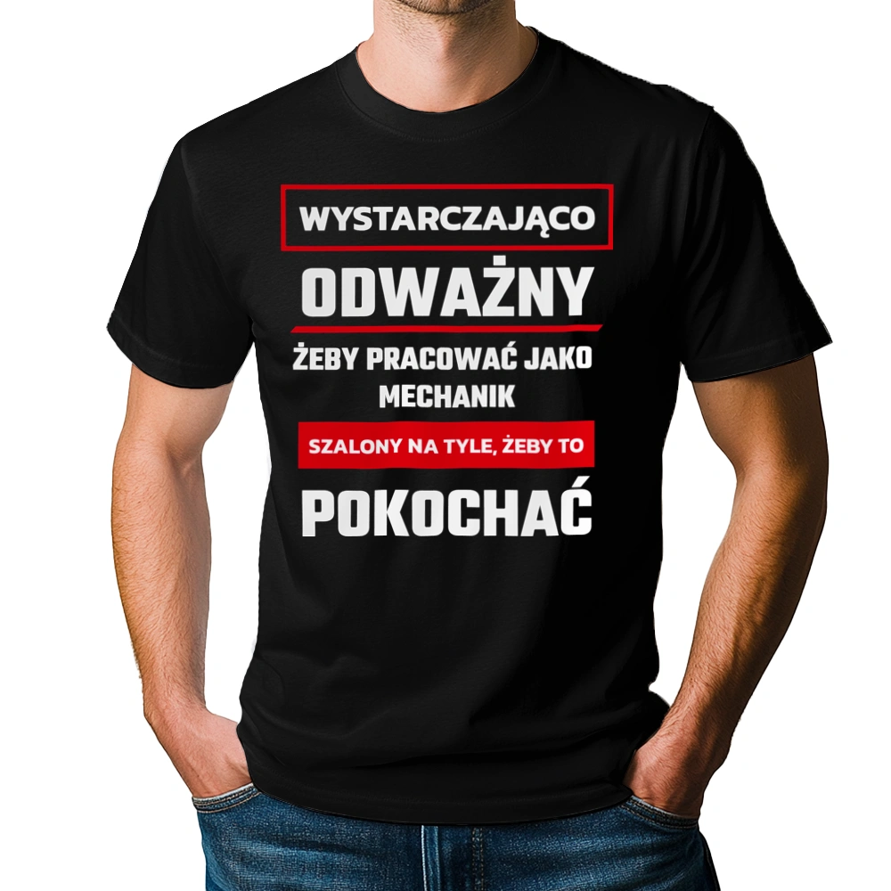 Odważny Szalony Mechanik - Męska Koszulka Czarna