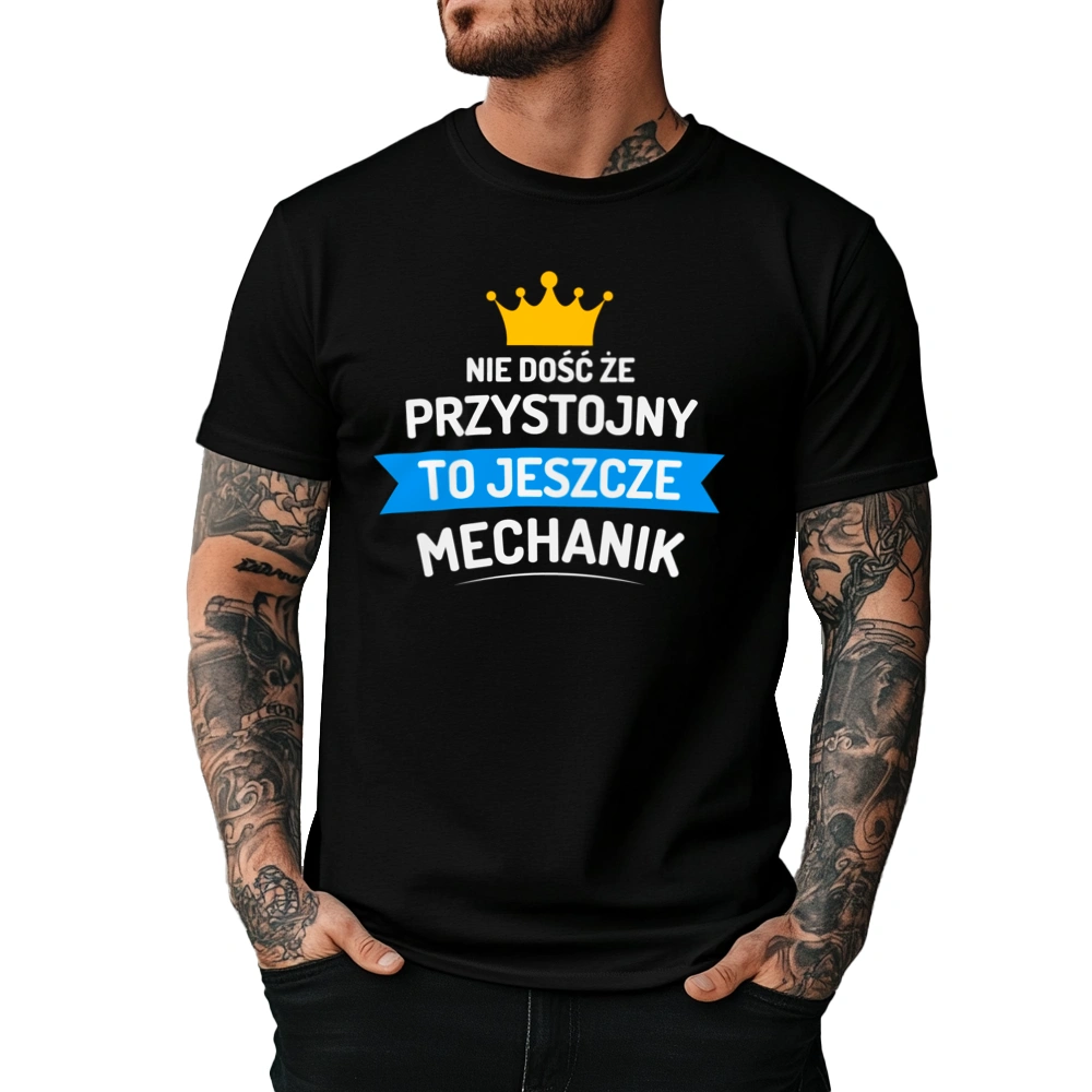 Przystojny Mechanik - Męska Koszulka Czarna