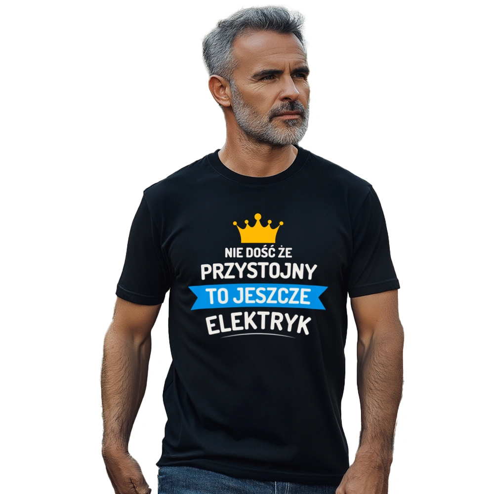 Przystojny Elektryk - Męska Koszulka Czarna