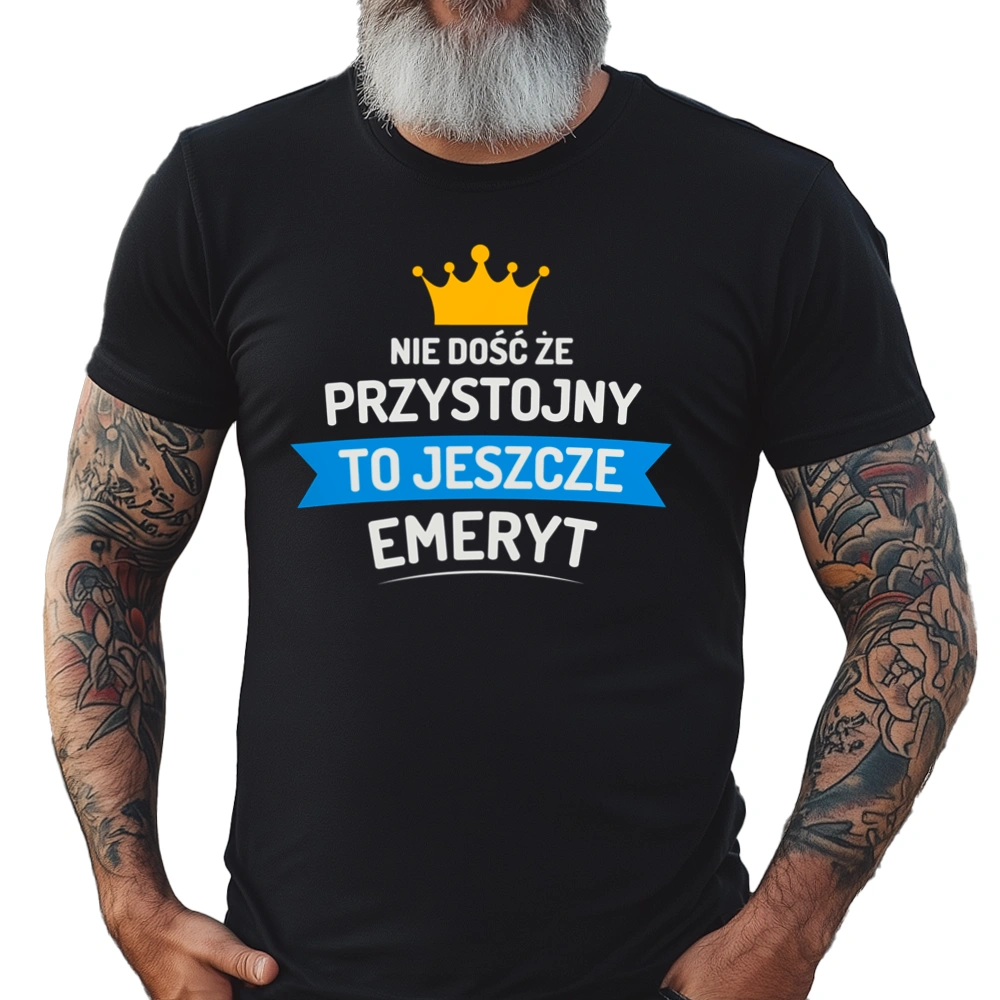 Przystojny Emeryt - Męska Koszulka Czarna