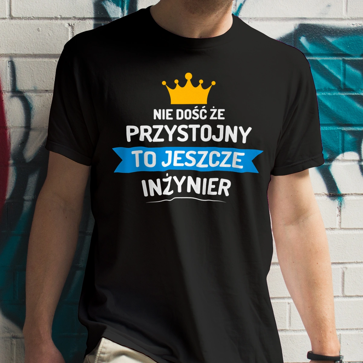 Przystojny Inżynier - Męska Koszulka Czarna